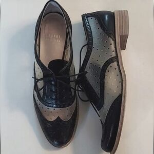 Stuart Weitzman black/clear leather women's lace up shoes